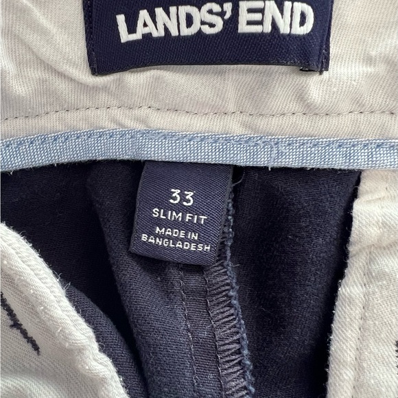 Land’s End NAVY BLUE men’s chinos dress pants, size 33 Slim. 100% cotton EUC - Picture 6 of 8